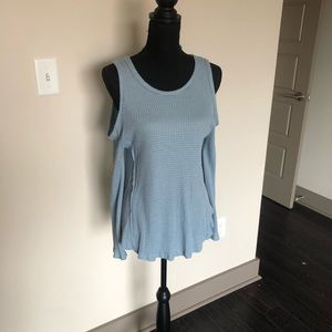 Lovemarks cold shoulder waffle knit top Small